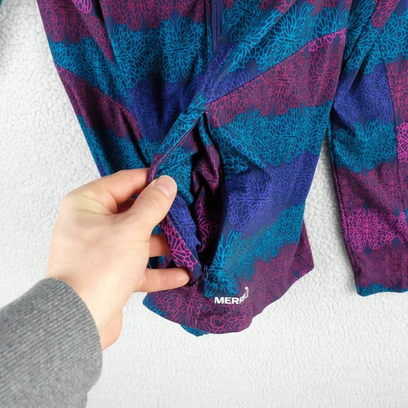 Merrell Jacket Womens Large Blue Purple Geometric Bomber Full Zip Outdoor - Picture 10 of 10